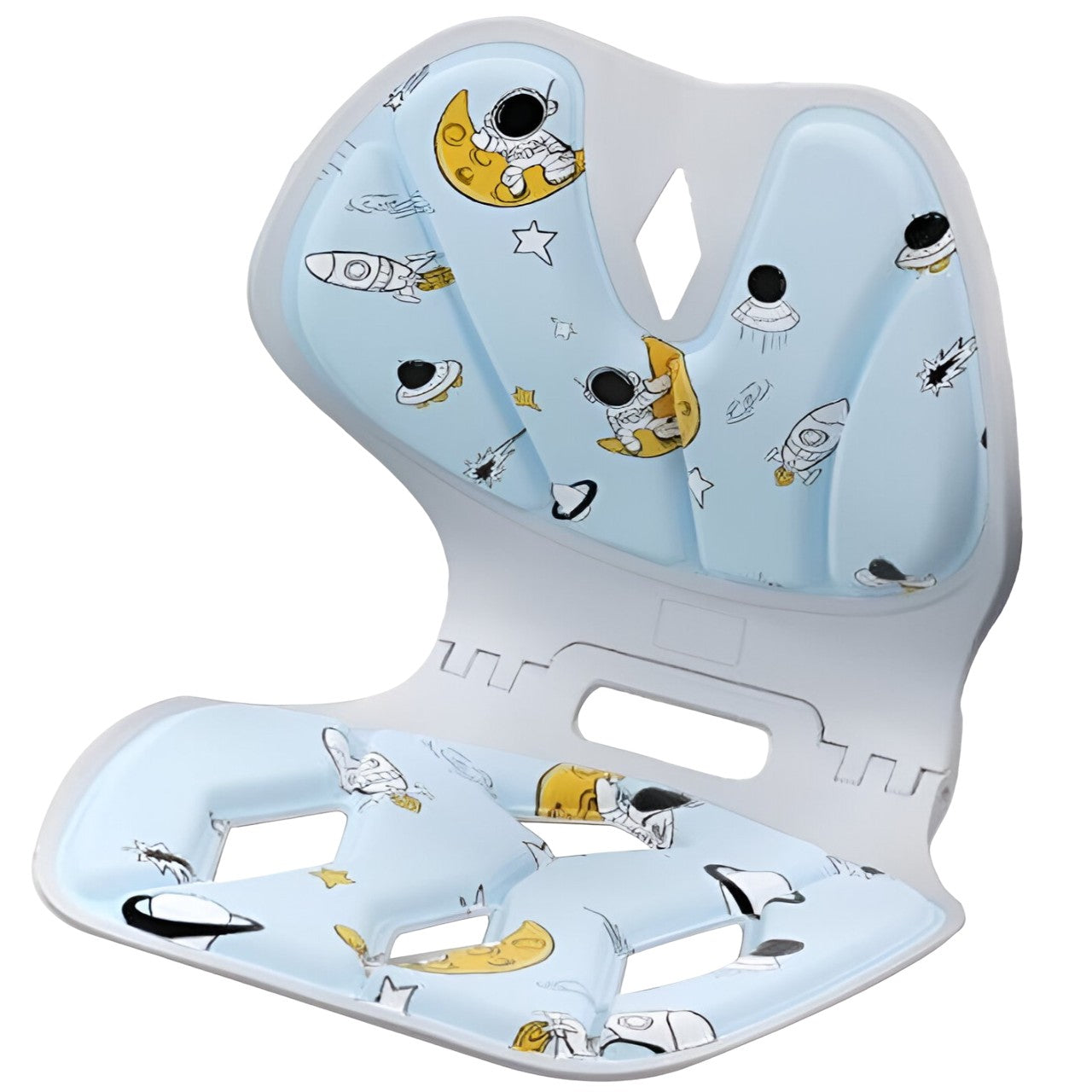 Suport pentru Scaun, Klevo, pentru Corectarea Posturii, Portabil, Pliabil, Ergonomic, Ameliorare Durere, Respirabil, 35x32x30 cm, Marime L, Model Rachete, Albastru