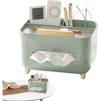 Suport pentru Servetele, Klevo, Cutie Multifunctionala, Design Minimalist, ABS, cu Suport pentru Obiectele Personale, pentru Birou, 21x15x13 cm, Verde