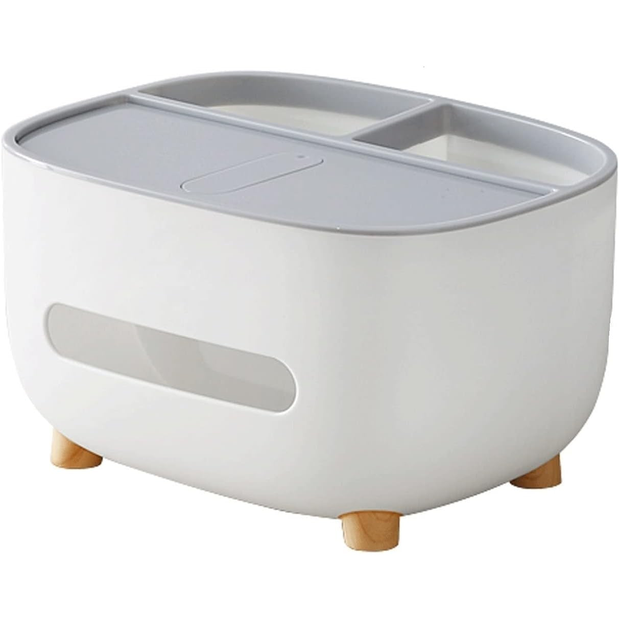Suport pentru Servetele, Klevo, Cutie Multifunctionala, Design Minimalist, ABS, cu Suport pentru Obiectele Personale, pentru Birou, 21x12x12 cm, Gri