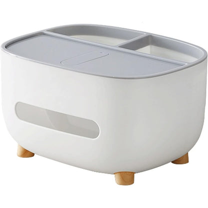 Suport pentru Servetele, Klevo, Cutie Multifunctionala, Design Minimalist, ABS, cu Suport pentru Obiectele Personale, pentru Birou, 21x12x12 cm, Gri