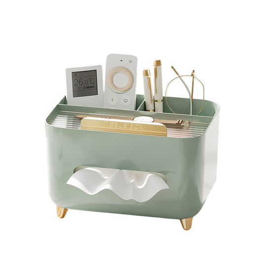 Suport pentru Servetele, Klevo, Cutie Multifunctionala, Design Minimalist, ABS, cu Suport pentru Obiectele Personale, pentru Birou, 21x15x13 cm, Verde