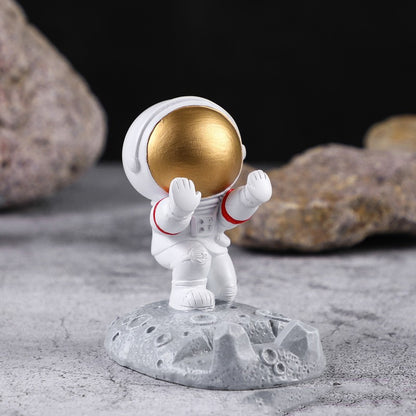 Suport pentru Telefon, Klevo, Suport de Birou pentru Telefon, Suport Telefon pentru Copii, Model Astronaut, Model 2, 9 x 8.5 x 6.5 cm, Plastic, Alb