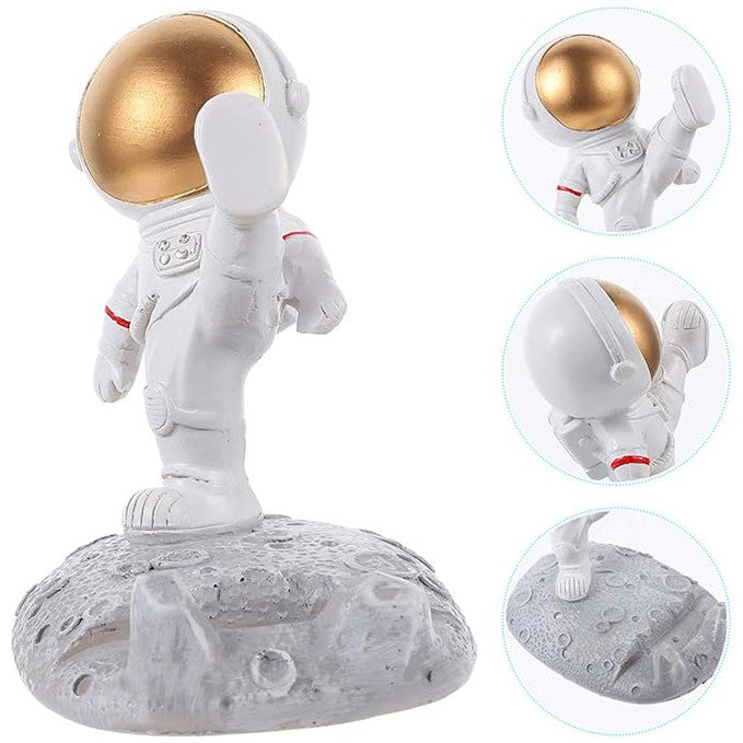 Suport pentru Telefon, Klevo, Suport de Birou pentru Telefon, Suport Telefon pentru Copii, Model Astronaut, Model 1, 9 x 10 x 6.5 cm, Plastic, Alb