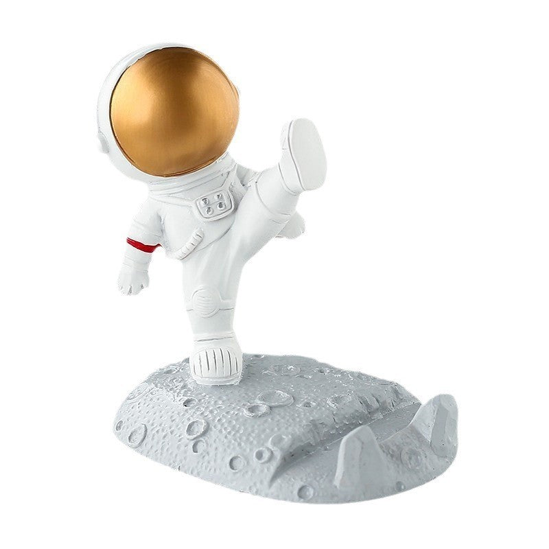Suport pentru Telefon, Klevo, Suport de Birou pentru Telefon, Suport Telefon pentru Copii, Model Astronaut, Model 1, 9 x 10 x 6.5 cm, Plastic, Alb