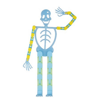 Suport pentru telefon mobil, jucarie de decompresie pentru adulti, tip schelet luminos de Halloween, albastru, lungime 17 cm