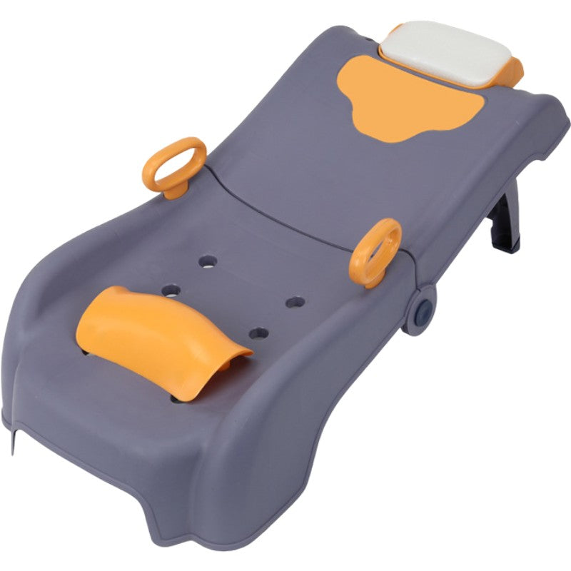Suport Pliabil pentru Spalat Parul Klevo, Pentru Copii, 0 - 16 ani, cu Picioare Antialunecare, Material Polipropilena, Suport Cap Reglabil, cu Manere, 82 x 40 x 28 cm, Bleumarin