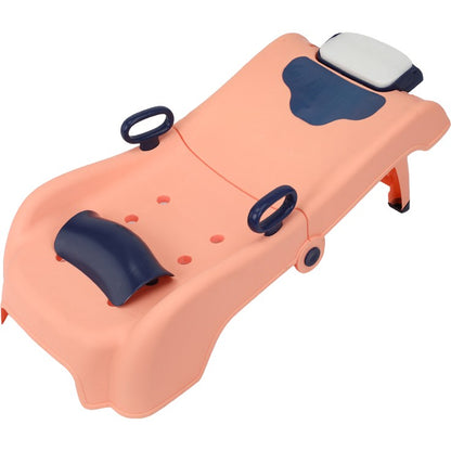 Suport Pliabil pentru Spalat Parul Klevo, Pentru Copii, 0 - 16 ani, cu Picioare Antialunecare, Material Polipropilena, Suport Cap Reglabil, cu Manere, 82 x 40 x 28 cm, Roz pal