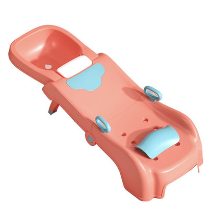 Suport Pliabil pentru Spalat Parul Klevo, Pentru Copii, cu Scurgere, cu Picioare Antialunecare, Material Polipropilena, Suport Cap Reglabil, cu Manere, 110 x 35 x 21 cm, Roz