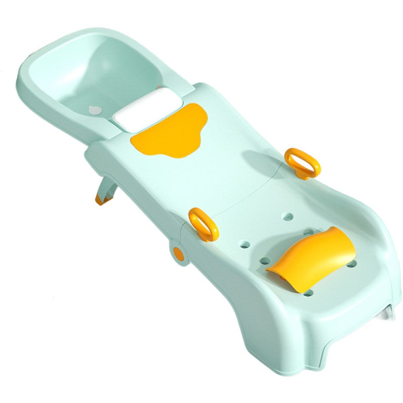 Suport Pliabil pentru Spalat Parul Klevo, Pentru Copii, cu Scurgere, cu Picioare Antialunecare, Material Polipropilena, Suport Cap Reglabil, cu Manere, 110 x 35 x 21 cm, Verde