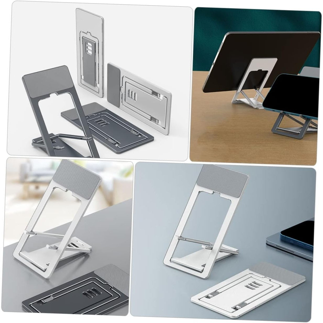 Suport pentru Telefon, Klevo, Pliabil, Reglabil, din ABS, Argintiu