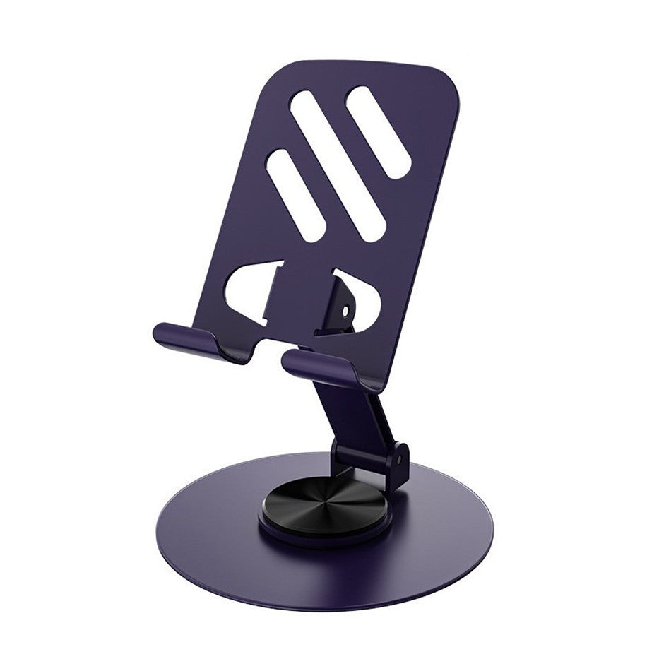 Suport rotativ pentru telefon, Klevo, Complet Metalic, Pliabil, Design Modern pentru Desktop, Multifunctional, Compatibil cu Tableta, 10.5 x 9 x 9 cm, 80 g, Mov inchis