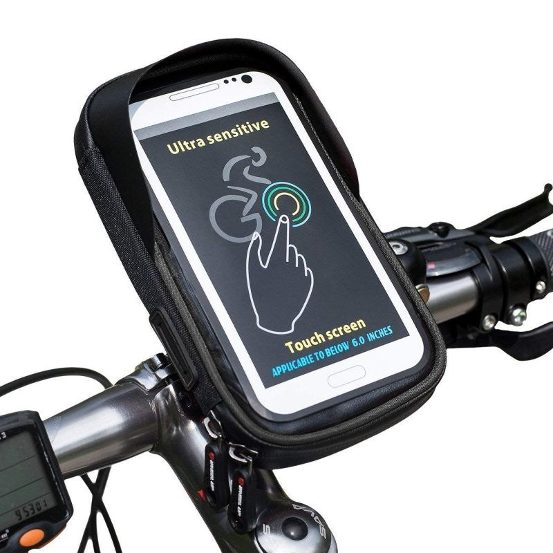 Suport de bicicleta Klevo Wheel UP  pentru telefoane cu ecran tactil =< 6.0 inch impermeabil, negru