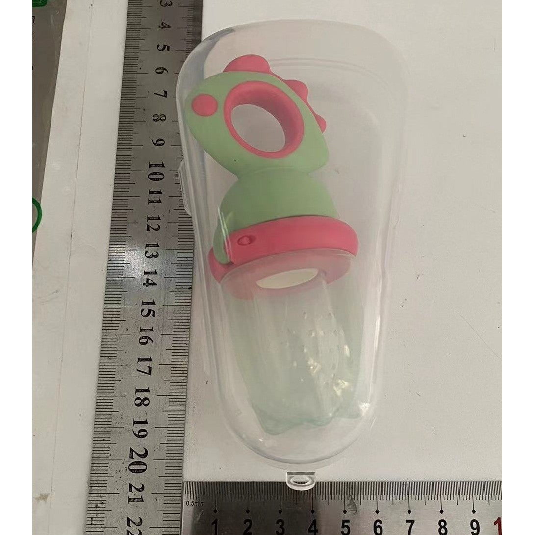 Suzeta pentru Fructe, Klevo, pentru Bebelusi, din Silicon Alimentar, +4 Luni, 2 mm Grosime Gauri Tetina, 12.4 x 5.1 x 4.7 cm, Verde/Fucsia