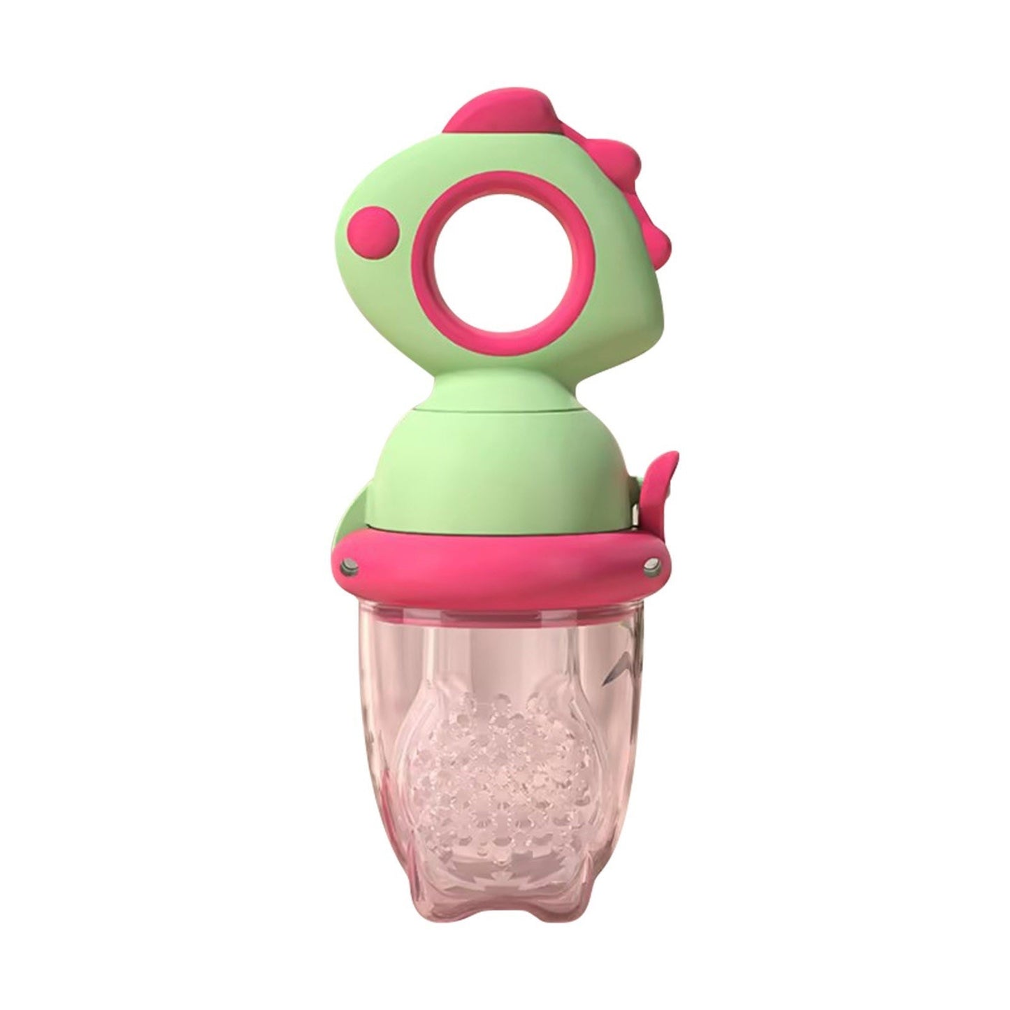 Suzeta pentru Fructe, Klevo, pentru Bebelusi, din Silicon Alimentar, +4 Luni, 2 mm Grosime Gauri Tetina, 12.4 x 5.1 x 4.7 cm, Verde/Fucsia