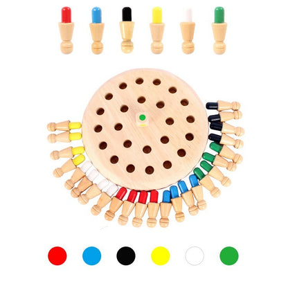 Joc de Memorie, Klevo, pentru Toata Familia, din Lemn, Diametru Tabla de Joc 16 cm, Interactiva, +4 Ani, 6 Culori, Multicolor