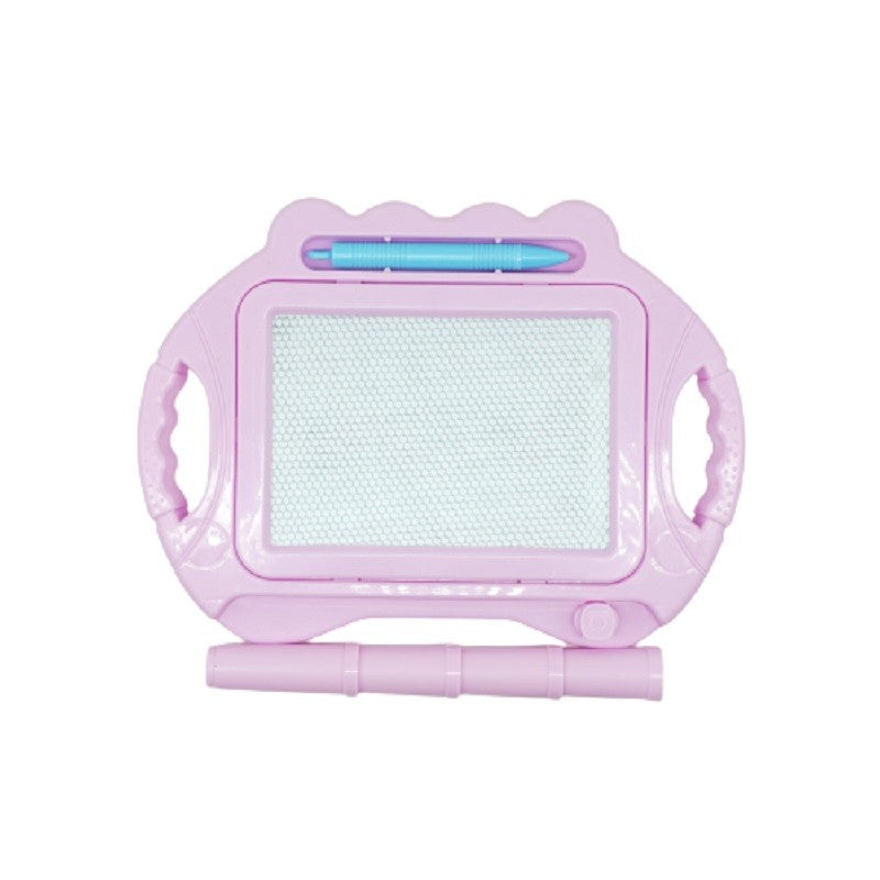 Tabla Magnetica pentru desen Klevo, Pix, forma dreptunghi, dimensiuni 23x17 cm, Dezvolta Creativitatea, cu picioare suport, Roz Pal