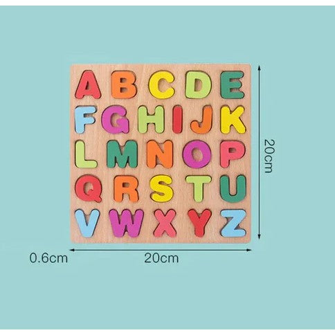 Tabla Montessori, Klevo, din Lemn, Educatie Timpurie Alfabet, 26 Litere Lemn, +18 Luni, 20 x 20 cm, Vopsea pe Baza de Apa, Multicolor