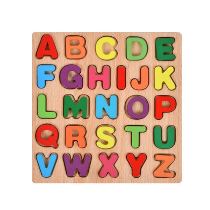 Tabla Montessori, Klevo, din Lemn, Educatie Timpurie Alfabet, 26 Litere Lemn, +18 Luni, 20 x 20 cm, Vopsea pe Baza de Apa, Multicolor