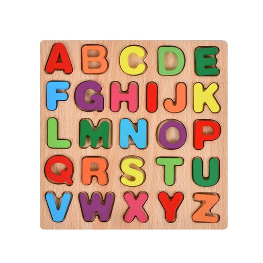 Tabla Montessori, Klevo, din Lemn, Educatie Timpurie Alfabet, 26 Litere Lemn, +18 Luni, 20 x 20 cm, Vopsea pe Baza de Apa, Multicolor
