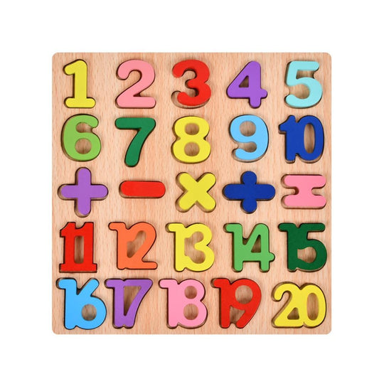 Tabla Montessori, Klevo, din Lemn, Educatie Timpurie Cifre, 25 Piese Lemn, +18 Luni, 20 x 20 cm, Vopsea pe Baza de Apa, Multicolor