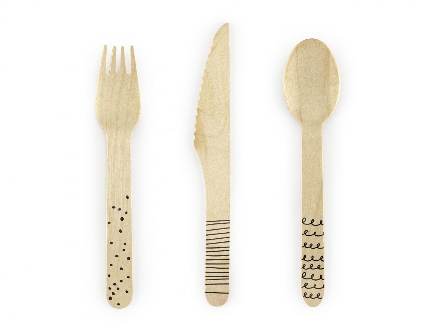 Tacâm de lemn, negru, 16cm (1 set / 18 bucăți)