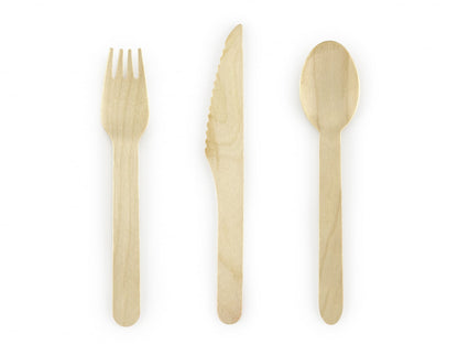 Tacâm de lemn Woodland, 16cm (1 set / 18 bucăți)