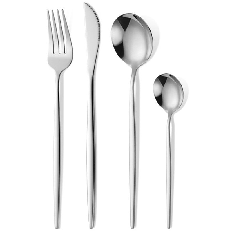 Tacamuri Portugheze, Klevo, Set din 24 de Piese din Otel Inoxidabil, 6 Cutie, 6 Furculite, 6 Linguri de Masa, 6 Linguri pentru Ceai, Argintiu
