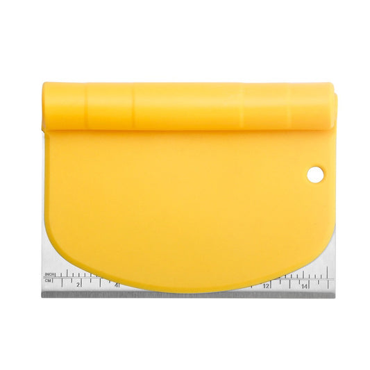 Taietor aluat 15 x 10.5 cm Klevo, 2 in 1, lama otel inoxidabil, maner din ABS, gradat, paleta plastic, galben