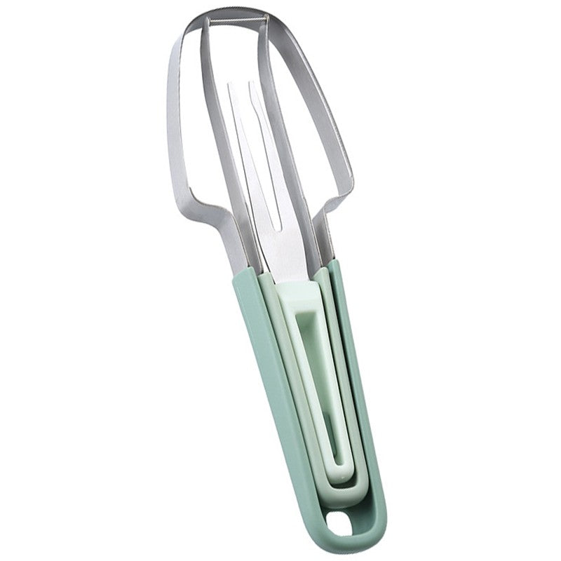 Taietor Decojitor pentru Pepene, Klevo, pentru Legume si Fructe, Multifunctional, Set din 3 Parti, Otel Inoxidabil si Plastic PP, 22.5 x 7 cm Verde