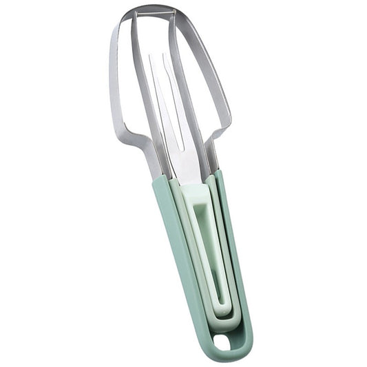Taietor Decojitor pentru Pepene, Klevo, pentru Legume si Fructe, Multifunctional, Set din 3 Parti, Otel Inoxidabil si Plastic PP, 22.5 x 7 cm Verde