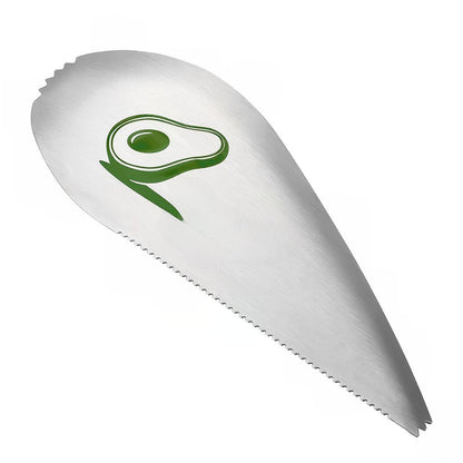 Taietor special pentru avocado Klevo, 3 in 1, forma curbata, zimti pentru apucare si taiere, din otel inoxidabil, 15 x 6 cm, gri