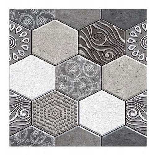 10 x Placi Tapet Autocolant 3D cu Imitatie de Marmura Hexagonala, pentru Perete Bucatarie Sufragerie, Usor de Curatat, Rezistent la Apa, Autoadeziv