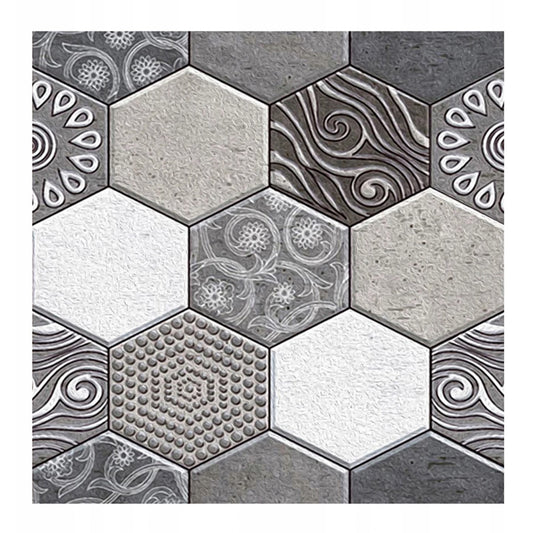 10 x Placi Tapet Autocolant 3D cu Imitatie de Marmura Hexagonala, pentru Perete Bucatarie Sufragerie, Usor de Curatat, Rezistent la Apa, Autoadeziv