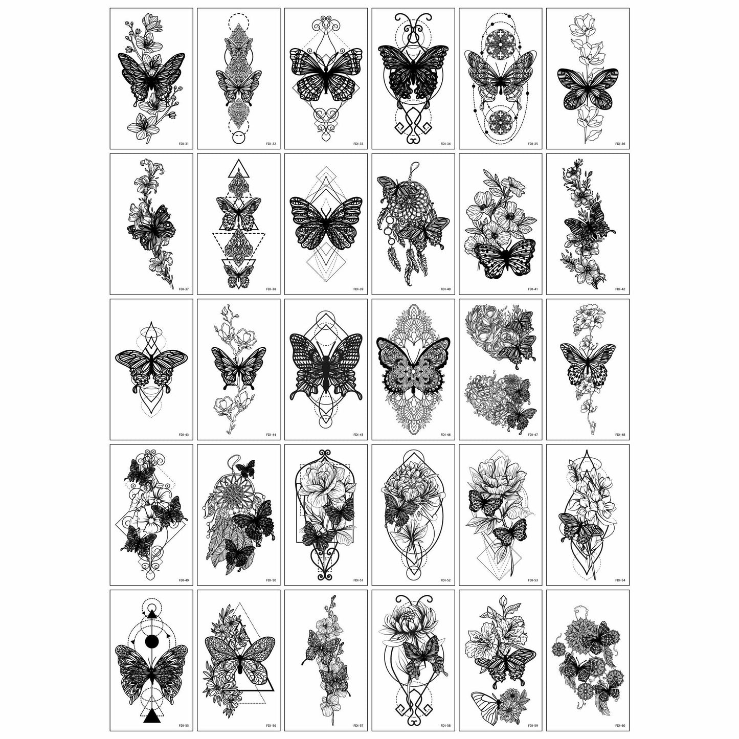 Set 30 Tatuaje Temporare, Klevo, pe Baza de Apa, Model 3, Negru