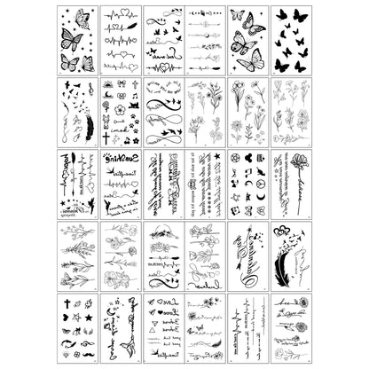 Set 30 Tatuaje Temporare, Klevo, pe Baza de Apa, Model 5, Negru