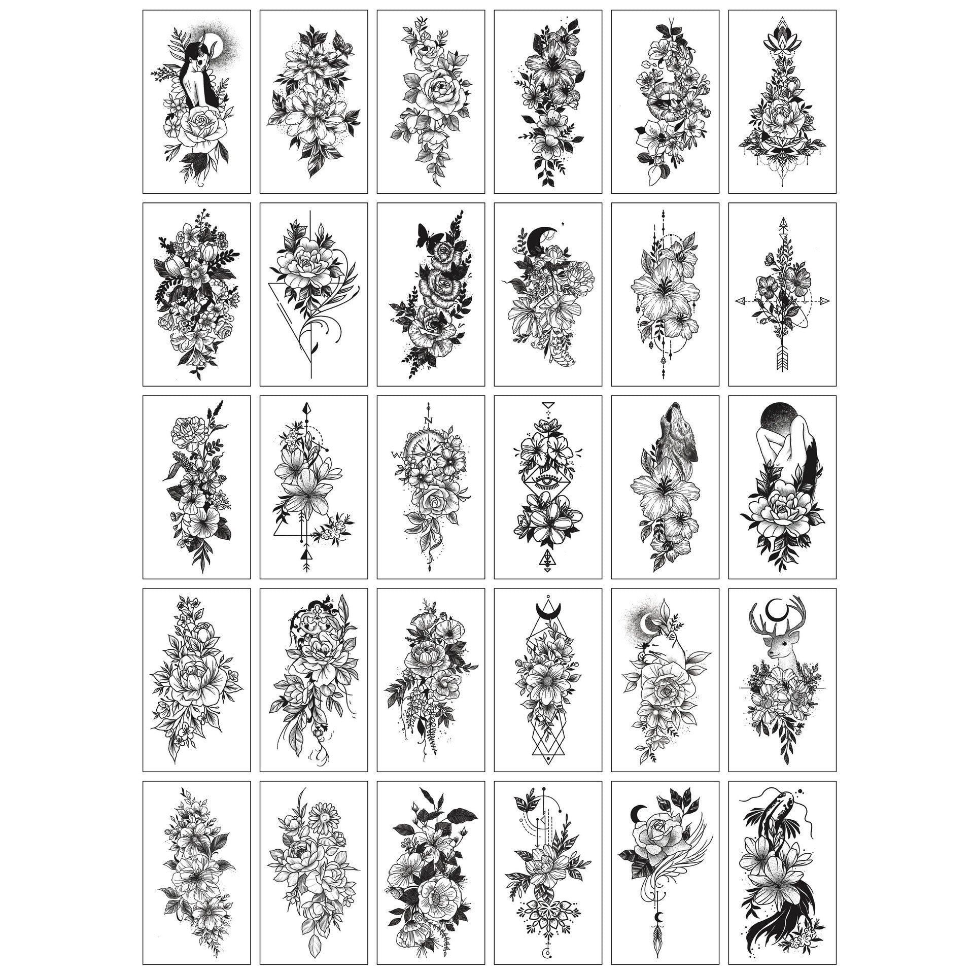 Set 30 Tatuaje Temporare, Klevo, pe Baza de Apa, Model 4, Negru