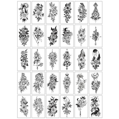 Set 30 Tatuaje Temporare, Klevo, pe Baza de Apa, Model 4, Negru