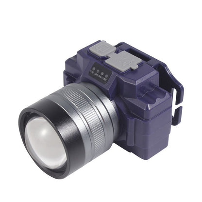 Lanterna LED de Montat pe Cap, Klevo, cu Raza Lunga de Zoom, Far Telescopic, Reglabil, Rezistent la Apa, pentru Pescuit in Aer Liber, Camping, Lumina Puternica, Lanterna, 7.5x5x7 cm, Albastru