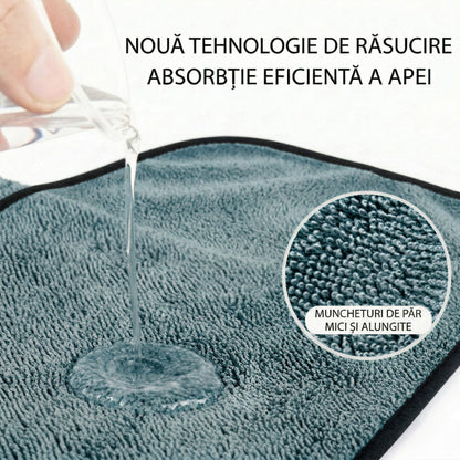 Prosop Uscare Auto, Klevo, 600 GSM, Microfibra Premium, Ultra Absorbant, Fara Urme, 90x70 cm, Albastru Deschis