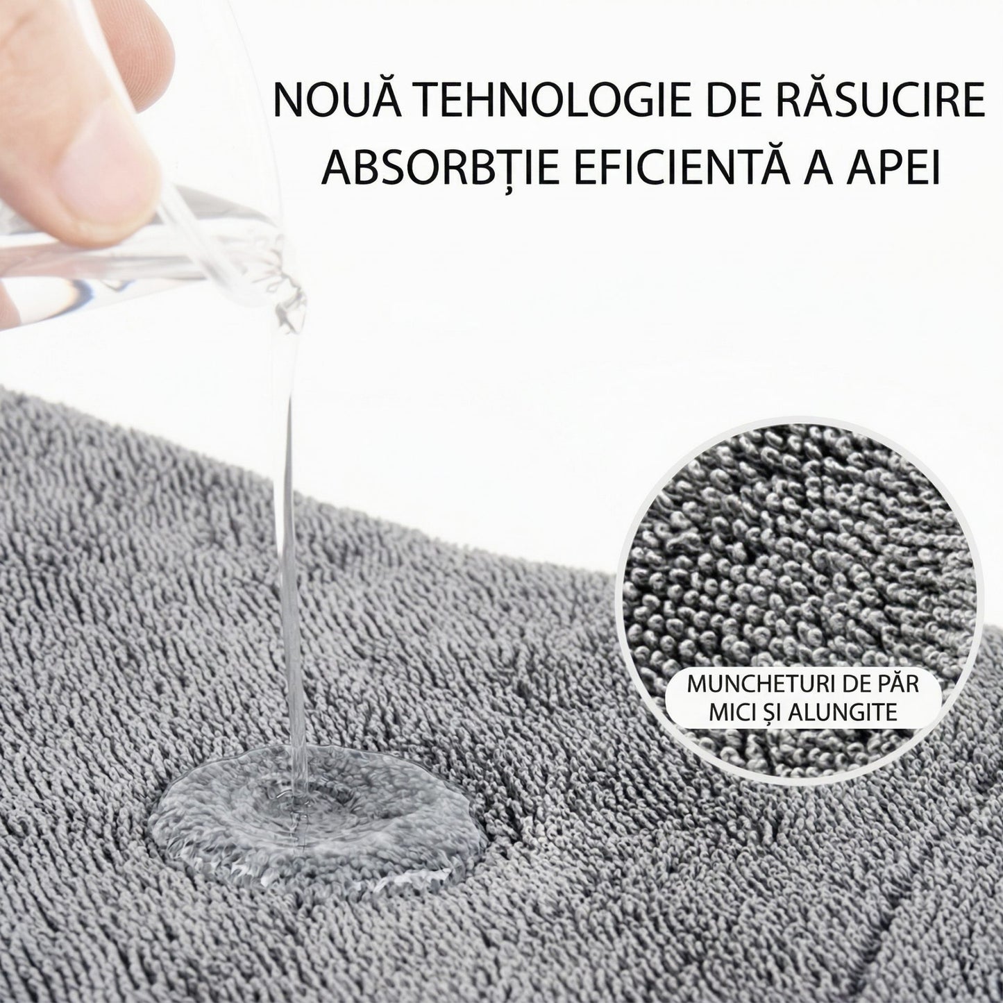 Prosop Uscare Auto, Klevo, 800 GSM, Microfibra Premium, Ultra Absorbant, Fara Urme, 90x70 cm, Gri