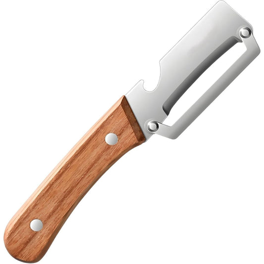 Curatator de Fructe/Legume, Klevo, 2in1, Desfacator de Sticle, Multifunctional, Maner de Lemn, Maro