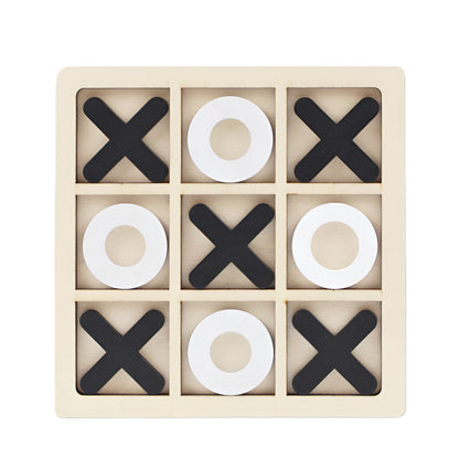 Jucarie Montessori Tic Tac Toe, Klevo, Educativa, Interactiva, din lemn, X si O, 9 Piese, 14.3x14.3 cm, Negru Alb