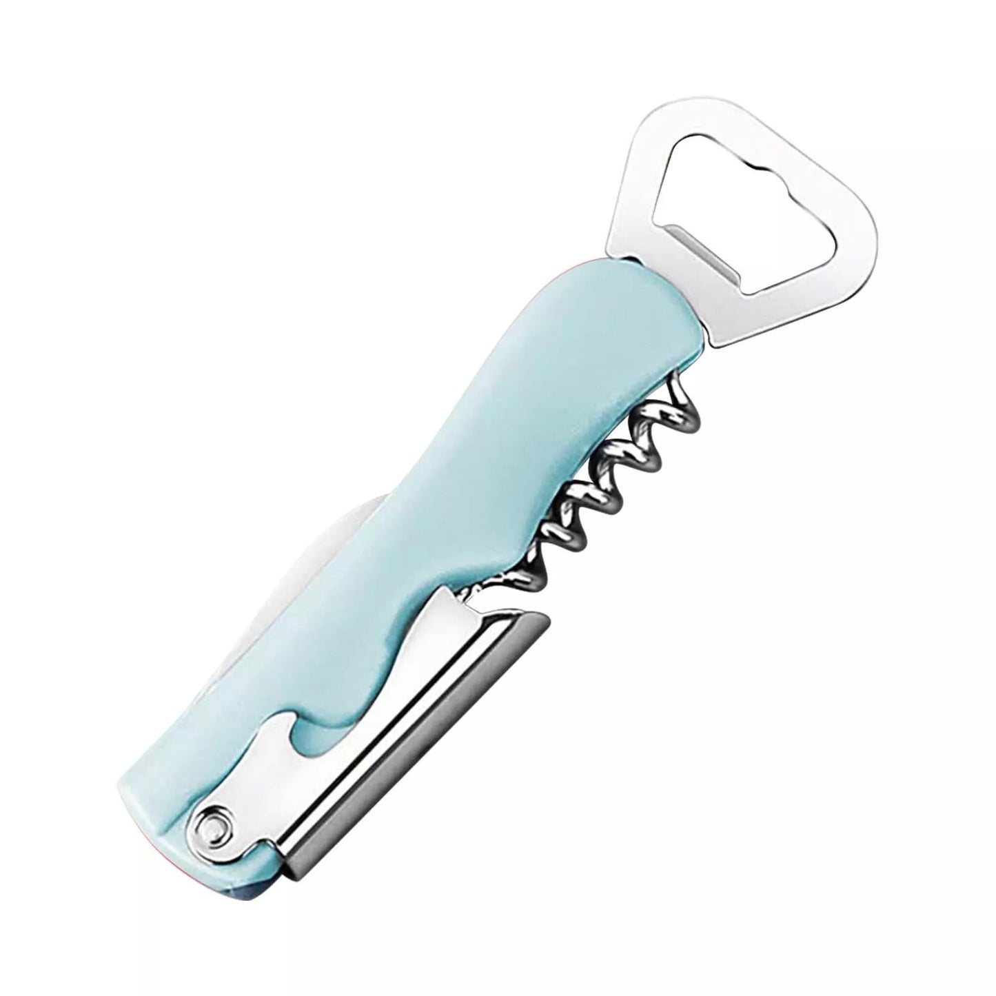 Tirbuson de Sticle 4 in 1, Klevo, Desfacator de Sticle Multifunctional, din Inox cu Maner Anti Alunecare, 13.5 x 4 cm Verde