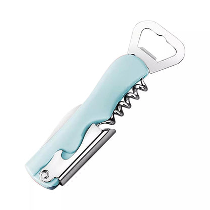 Tirbuson de Sticle 4 in 1, Klevo, Desfacator de Sticle Multifunctional, din Inox cu Maner Anti Alunecare, 13.5 x 4 cm Verde