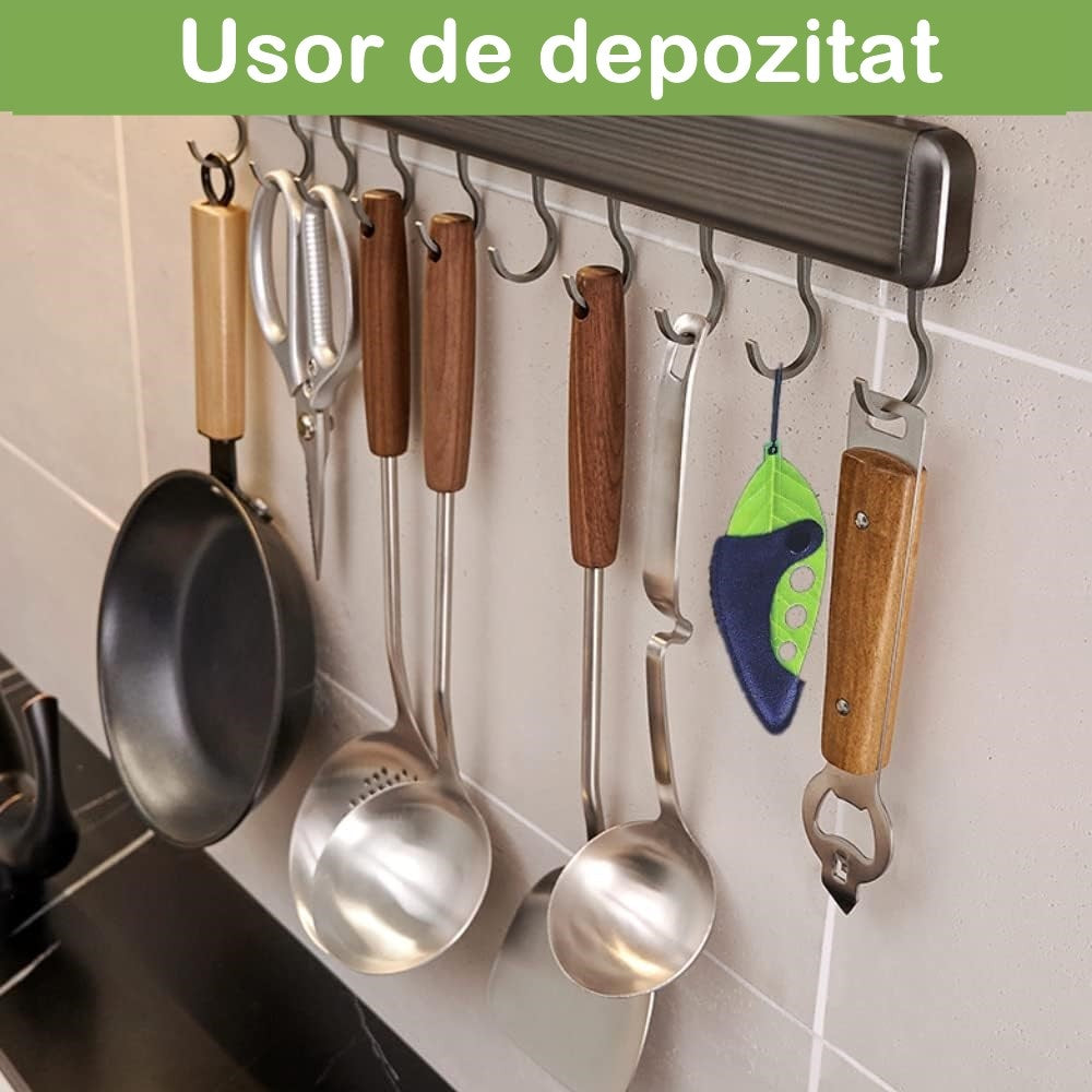 Tocator manual pentru ierburi Klevo, instrument de curatat frunze, tocator, margini ascutie, 9 gauri de diferite dimensiuni, multifunctional, material otel inoxidabil, rezistent la rugina, 14 x 5.5 cm, verde