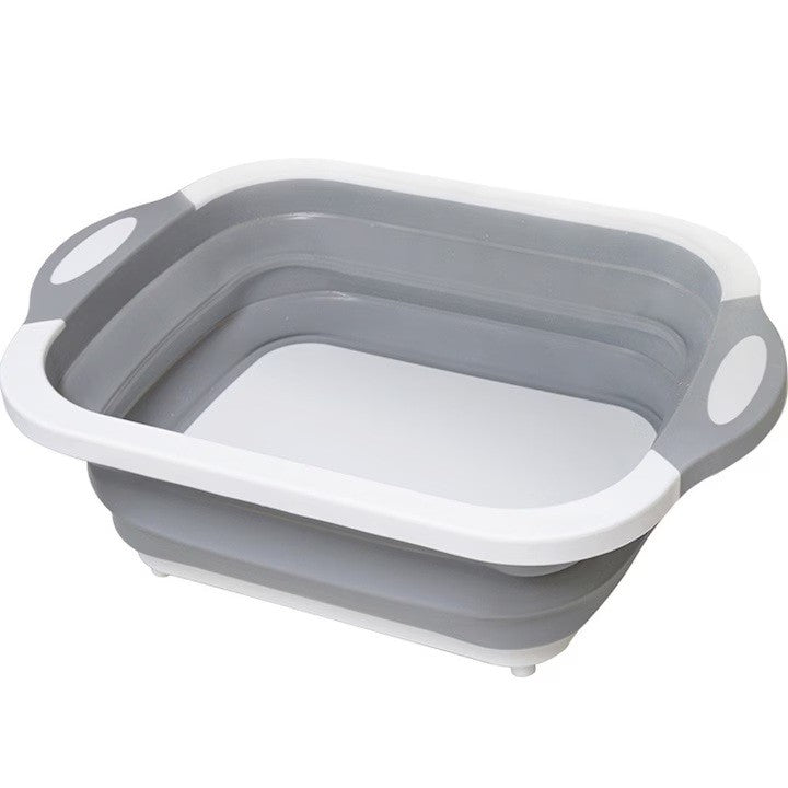 Tocator Multifunctional, Klevo, 2 in 1, cu Cos pentru Spalat si Scurgere Alimente, 480 g, Pliabila, Gri
