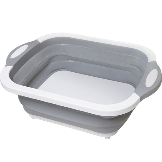 Tocator Multifunctional, Klevo, 2 in 1, cu Cos pentru Spalat si Scurgere Alimente, 480 g, Pliabila, Gri