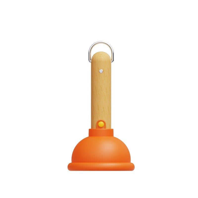 Lampa Nocturna, Klevo, Model Ventuza de Toaleta, Alimentare USB, din Lemn si Silicon, 16 x 9 cm, Portocaliu