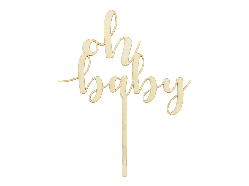 Topper din lemn Oh baby, 17 cm