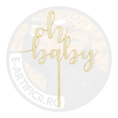 Topper Tort de Lemn Oh baby, 17cm